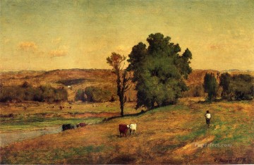 tonalism tonalist Painting - Landscape with Figure Tonalist George Inness